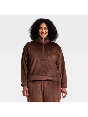 Women’s All in Motion Brown Ribbed Half Zip Up size small
